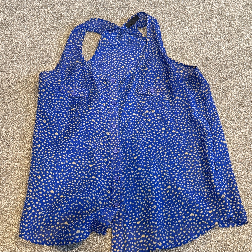 Sheer Blue Polka Dot Women's Halter Top